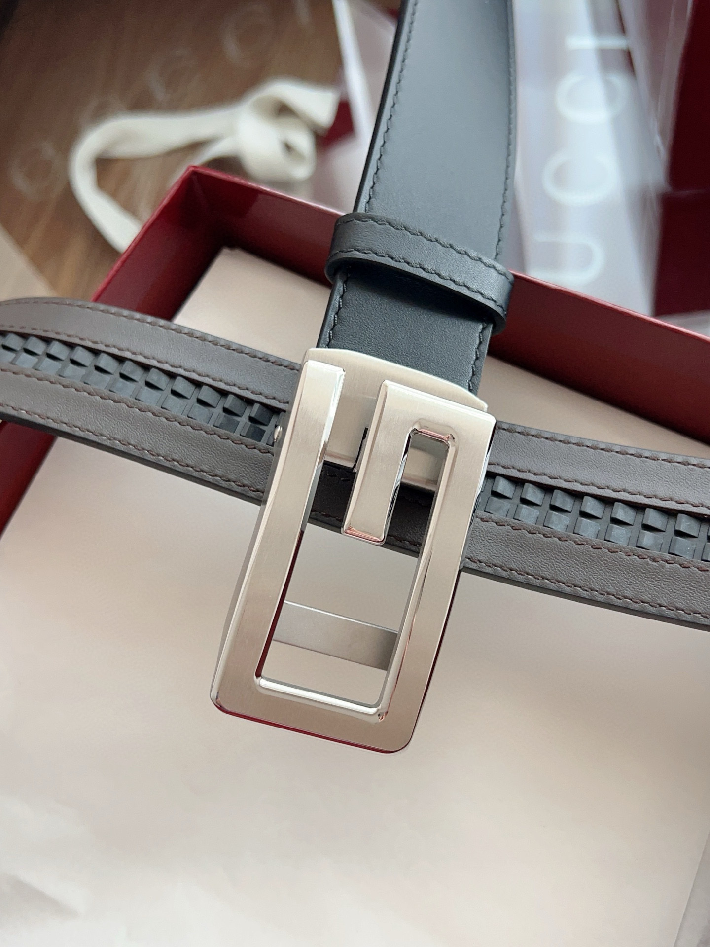Gucci automatic smooth buckle double-sided cowhide belt width 3.5cm