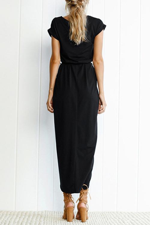 Heididress Crewneck Side Split Irregular Slim Dress