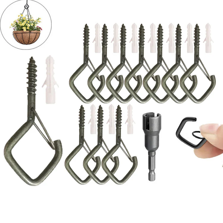 🎄🎅 Early Christmas Sale 50% OFF-10pcs Square Snap Hanging Hooks - Anti-Drop Bonsai Hooks with Safety Buckles for Christmas Rope String Lights