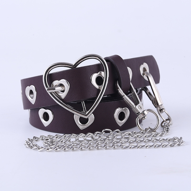 Punk heart-shaped corn buckle hollow decorative belt ladies casual love buckle tie-in jeans chain belt