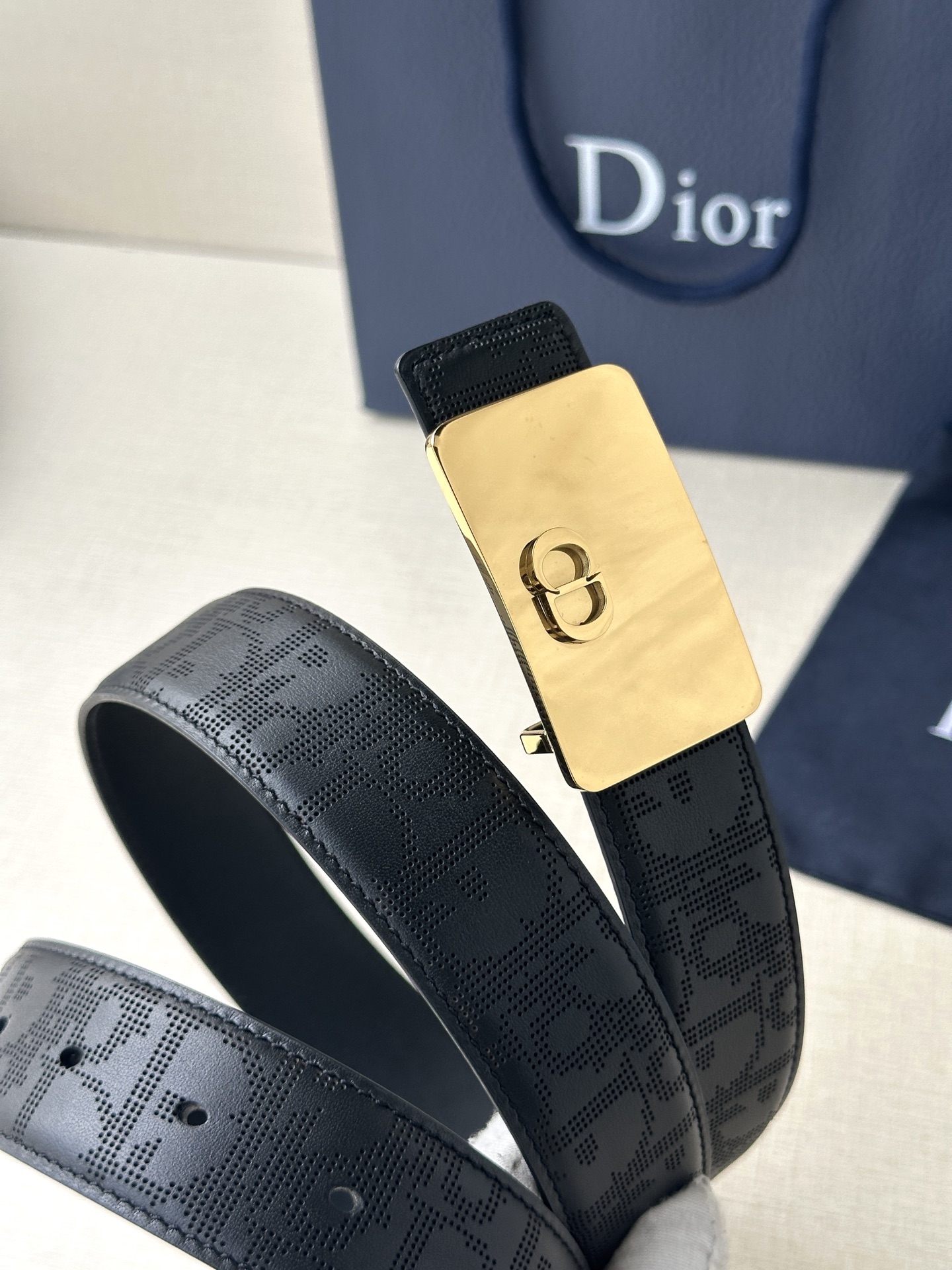 Dior square buckle leather belt 3.5CM wide