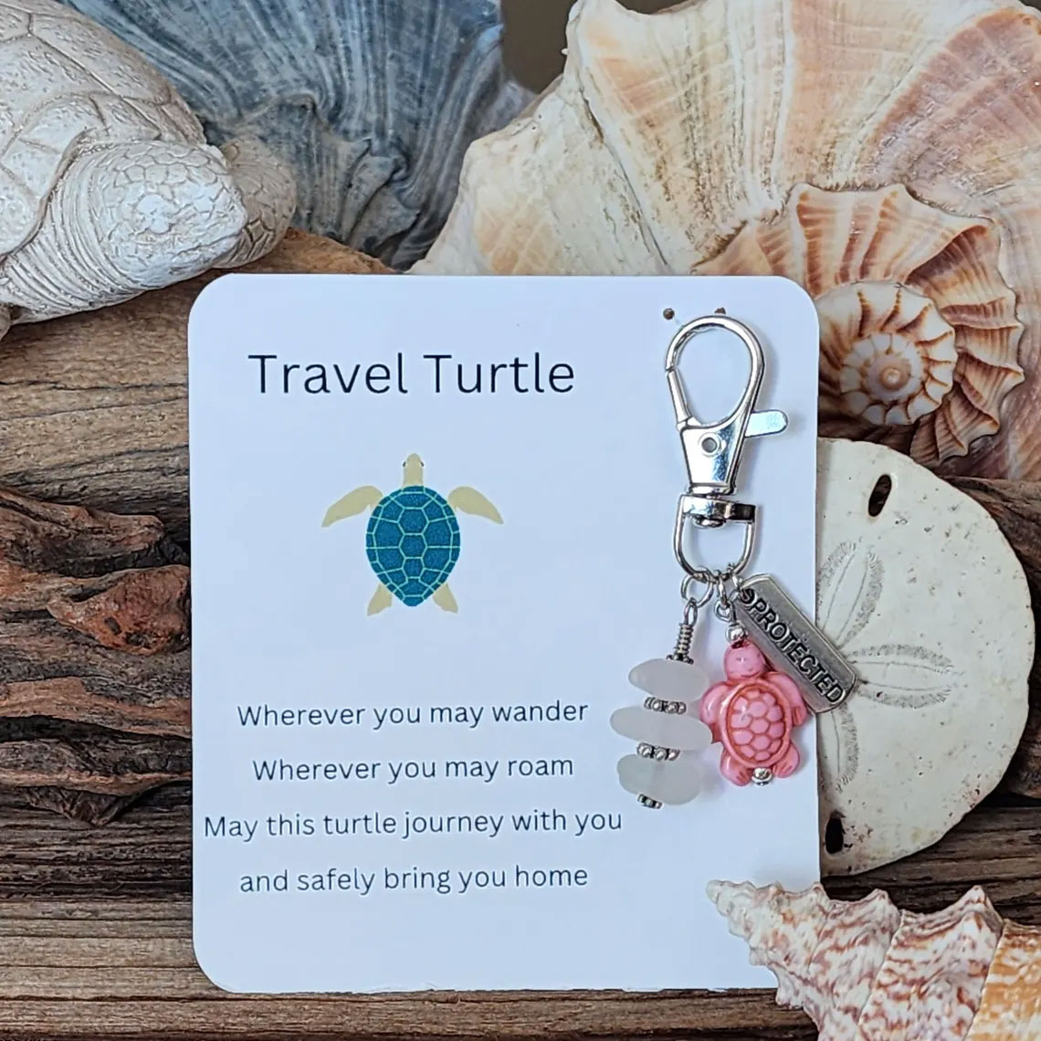 Sea glass Travel Turtle Charm