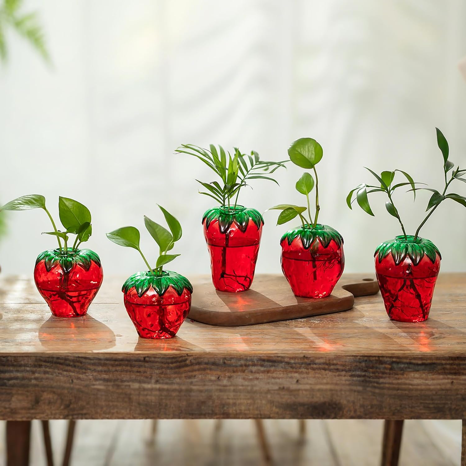 🔥On Sale🔥Set of 5 pcs Glass Strawberry Propagation Vase Decor With 12 Strong Magnets