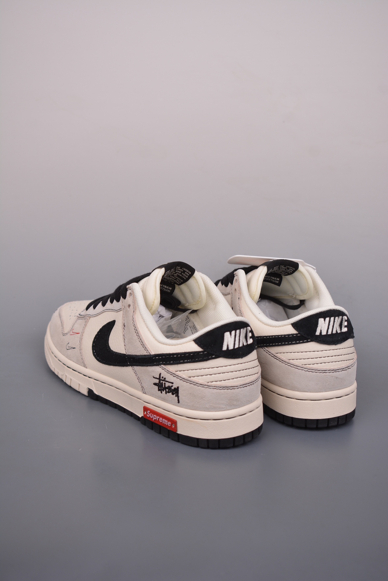 Stussy x Nike By You SB Dunk Low Retro SP Beige, Red and Black Embroidery MM1089-031