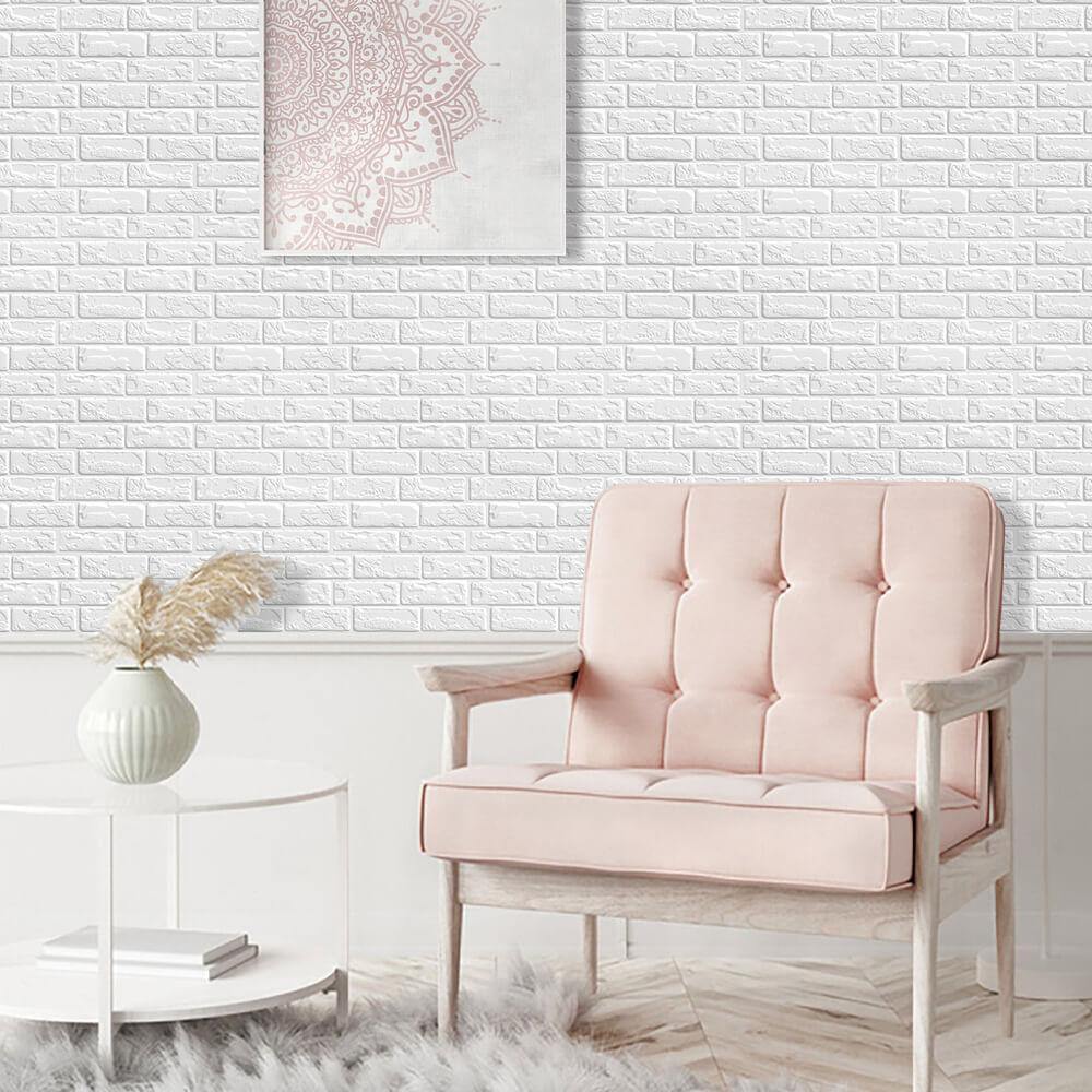 3D White Brick Peel and Stick Wall Tile
