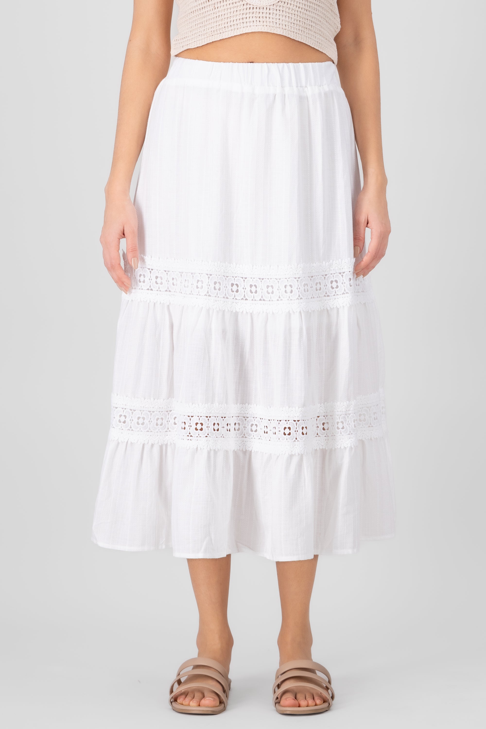 Crochet Detail Midi Skirt