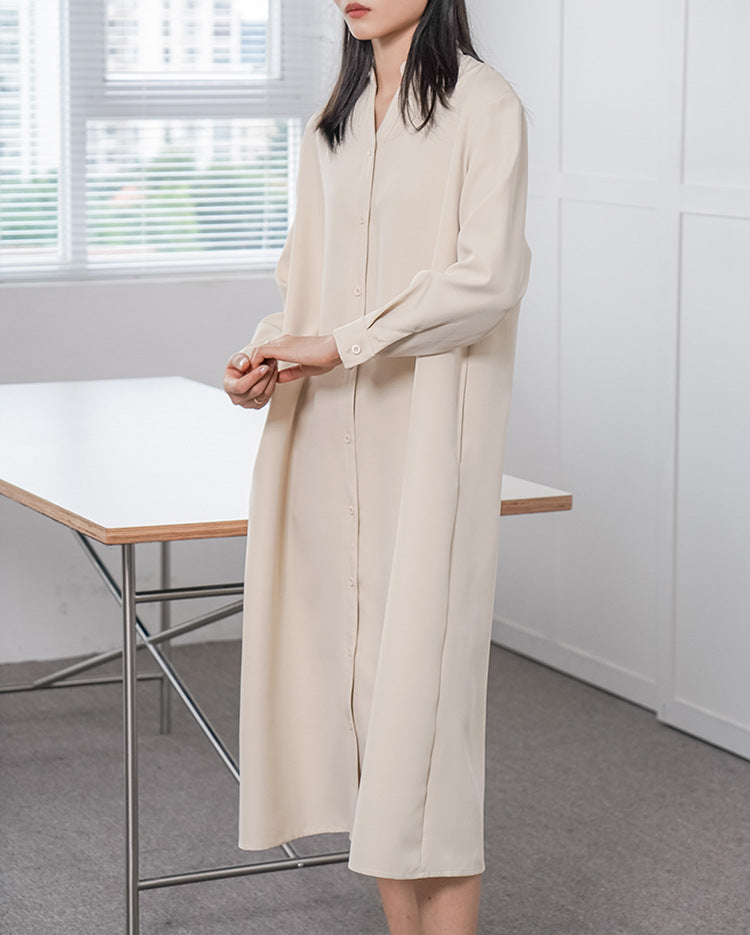 Spring Autumn Women Long Sleeve Loose Dress High Grade Windbreaker Dress Women Belt Adjustable