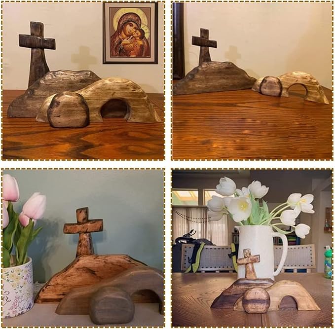 ✝️✝️Cross Easter scene wooden decoration