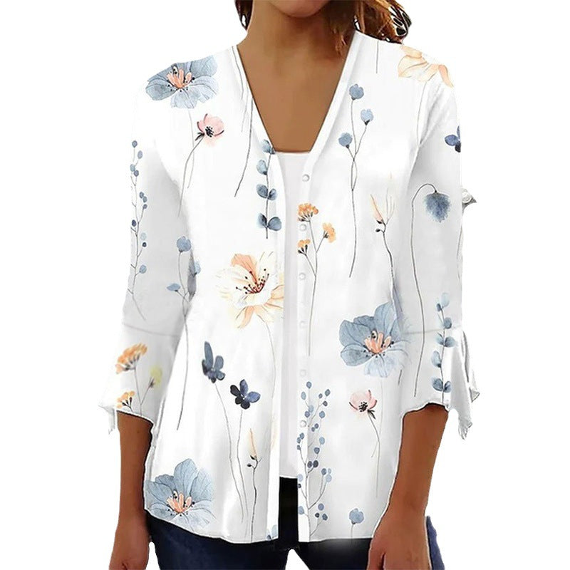 Women's Casual Fashion Printed Sleeve T-shirt