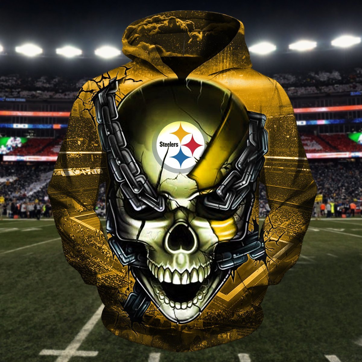 STEELERS HOODIE VIP27 SKULL