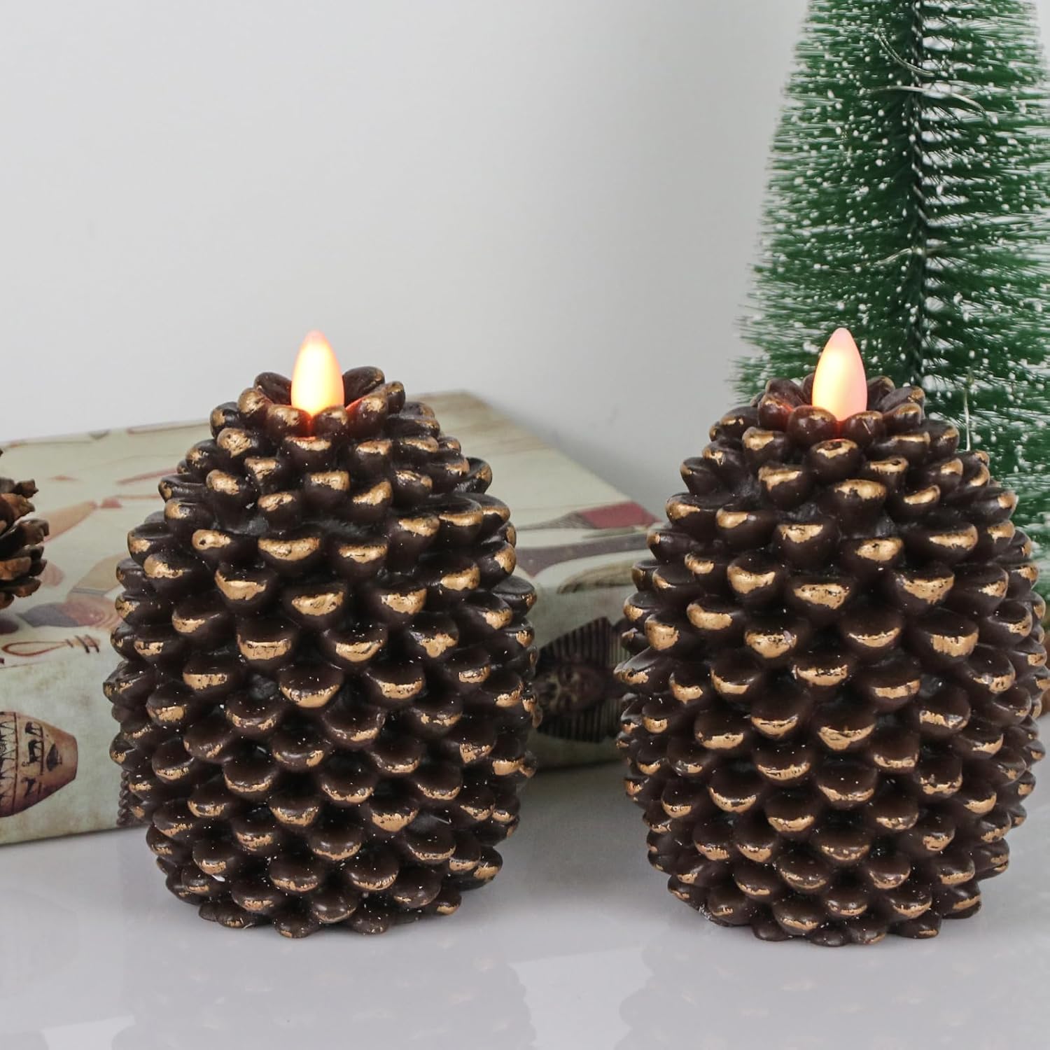 🎅2024 Christmas Promos🔥Flameless Pinecone Candles Battery Operated with 6 Hour Timer