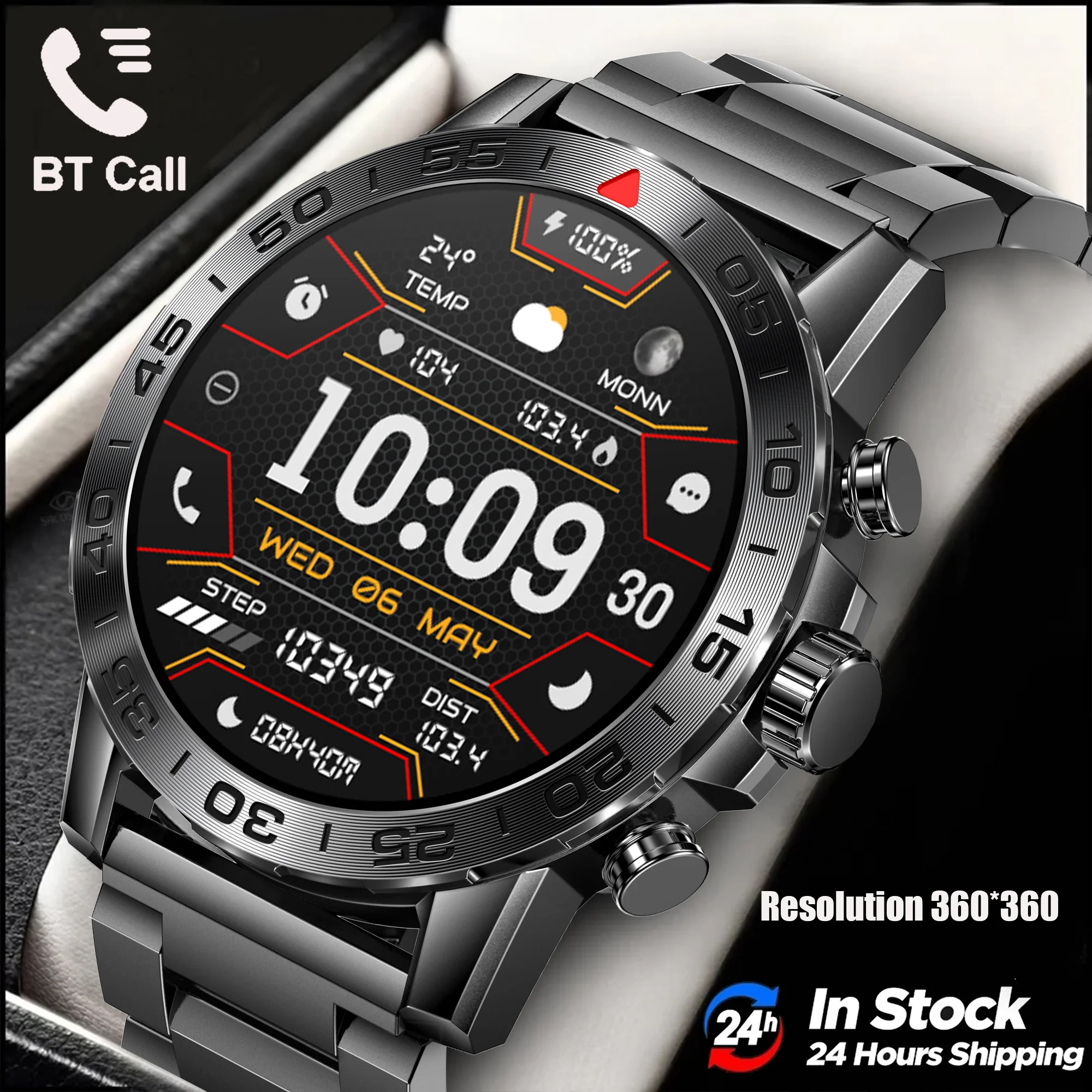 New men's HD Bluetooth smart watch 360*360 HD screen all-day heart rate monitoring IP68 waterproof men's smart watch + box