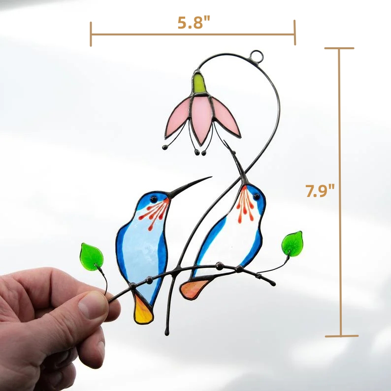 Stained glass hummingbird window hangings decor