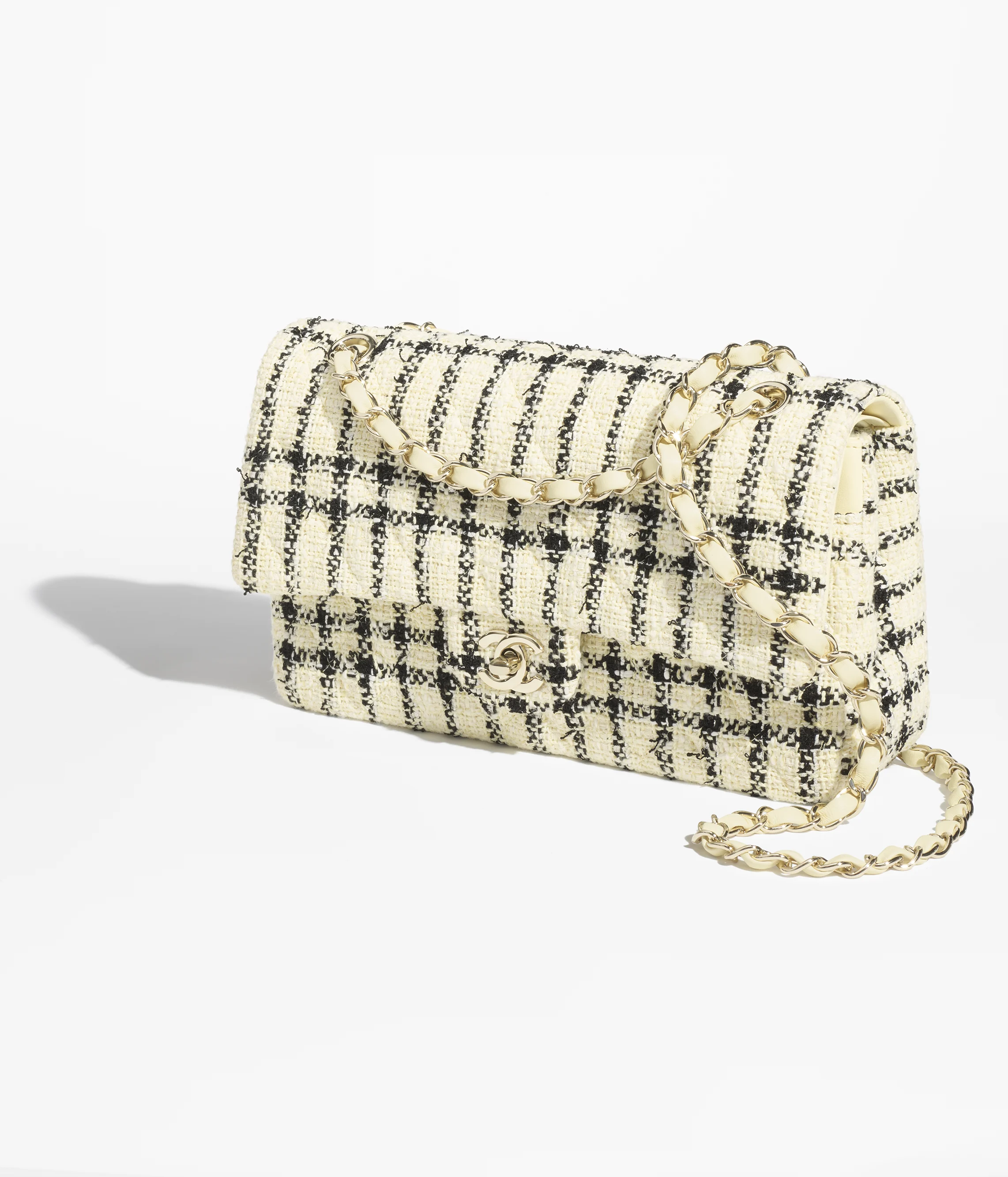 Chanel Classic 11.12 Bag Tweed & Gold Metal Light Yellow A01112-B20599-NAGCI