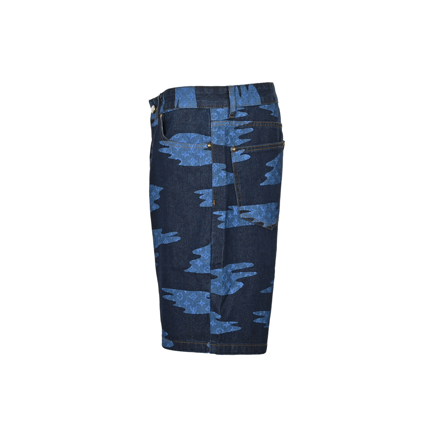 Louis Vuitton 25ss blue sky and white clouds print denim shorts