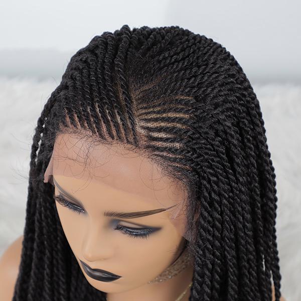 100% Hand-Braided Side Part Cornrow 13x5 Braided Lace Wig