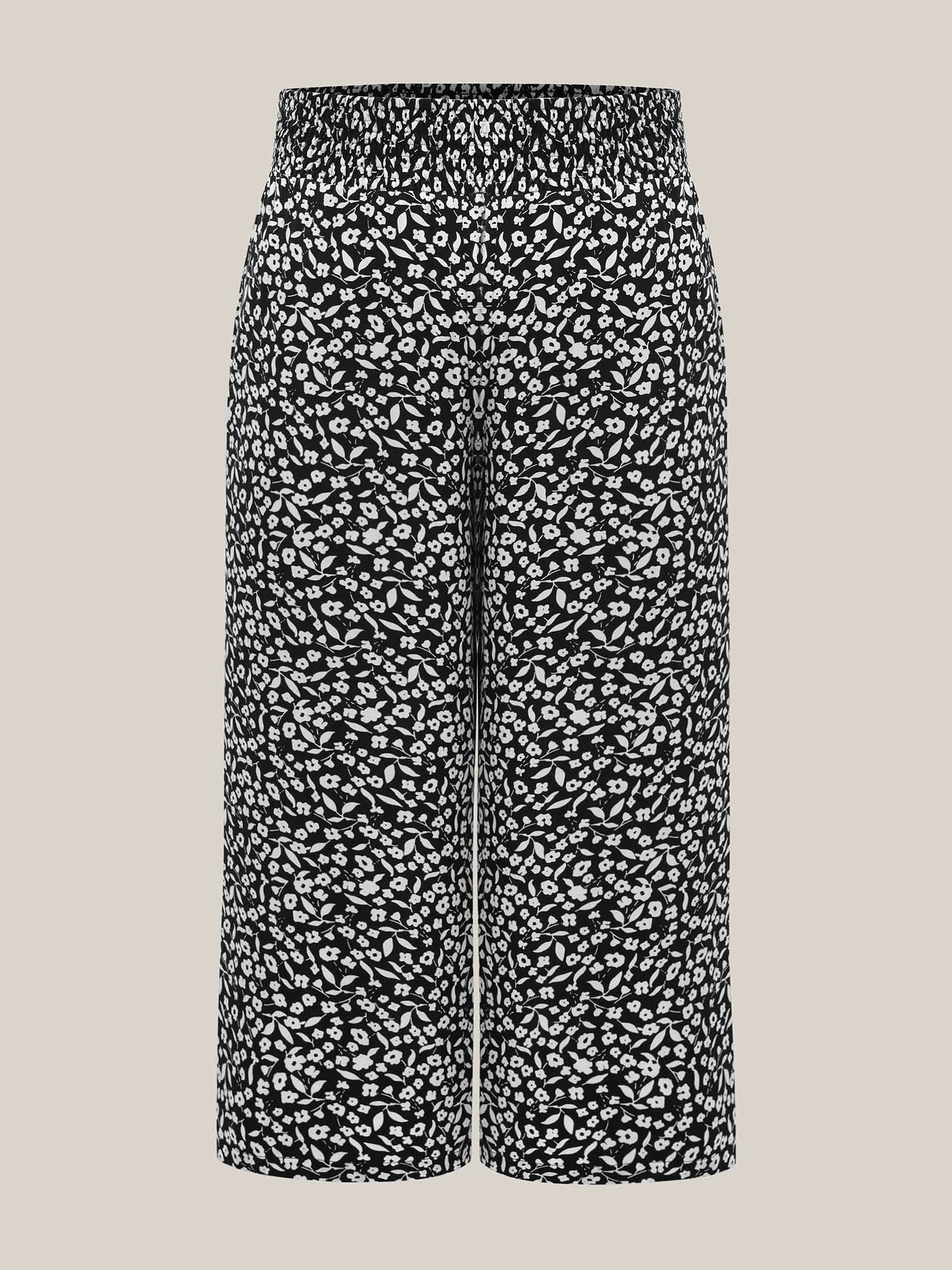 Ditsy Floral Print Wide-Leg Pants