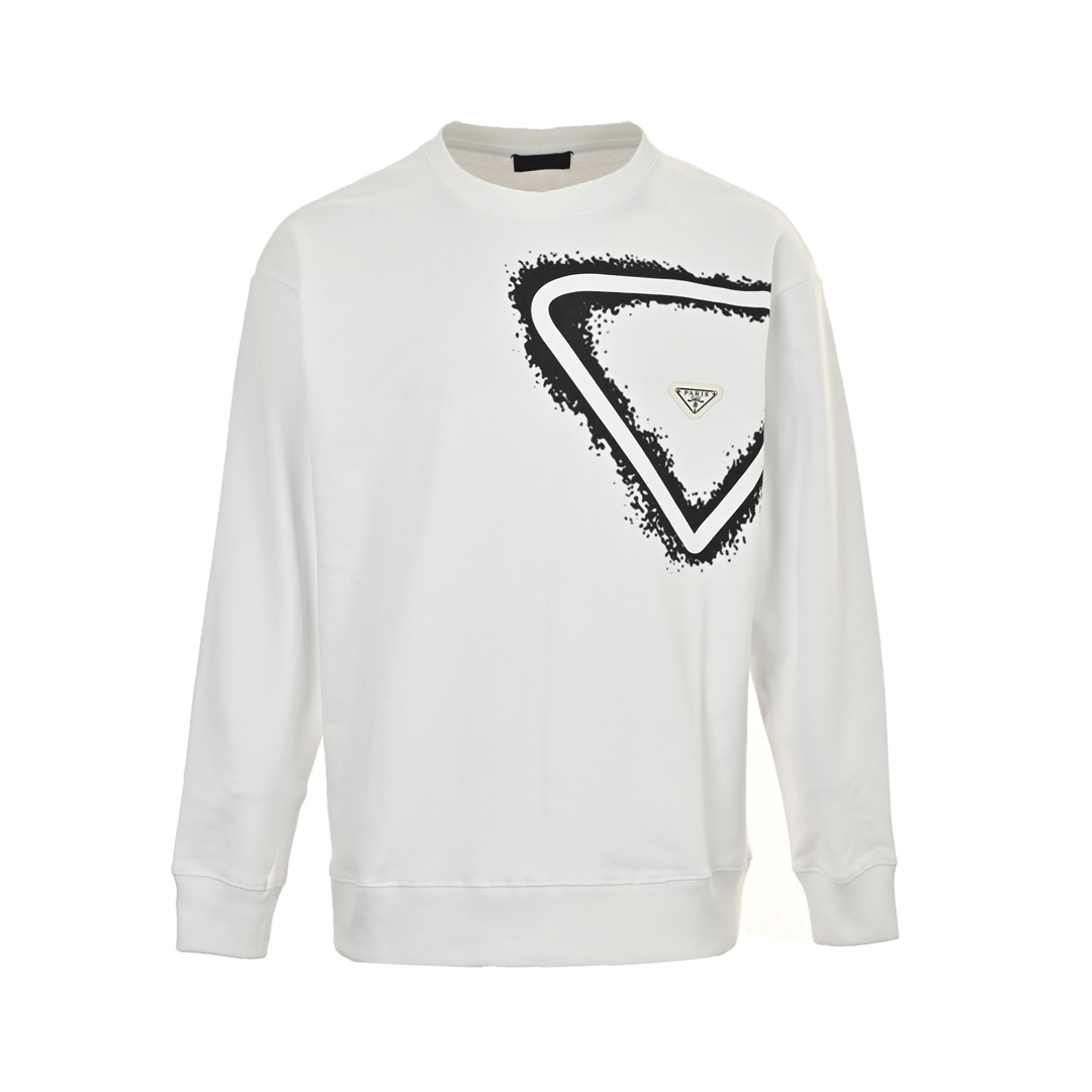 Prada 24Fw ink-splashed triangle logo print crewneck sweatshirt