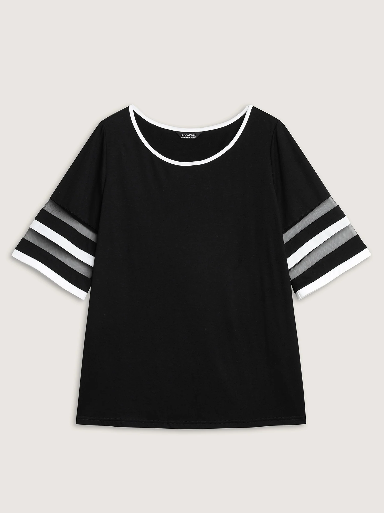 Stretchy Color Block Plain Knit Top