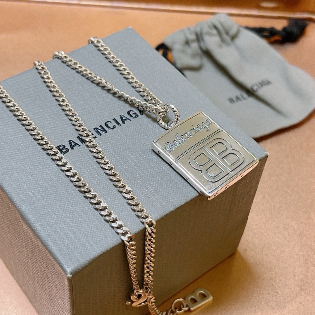 Balenciaga BB Square Chain Necklace