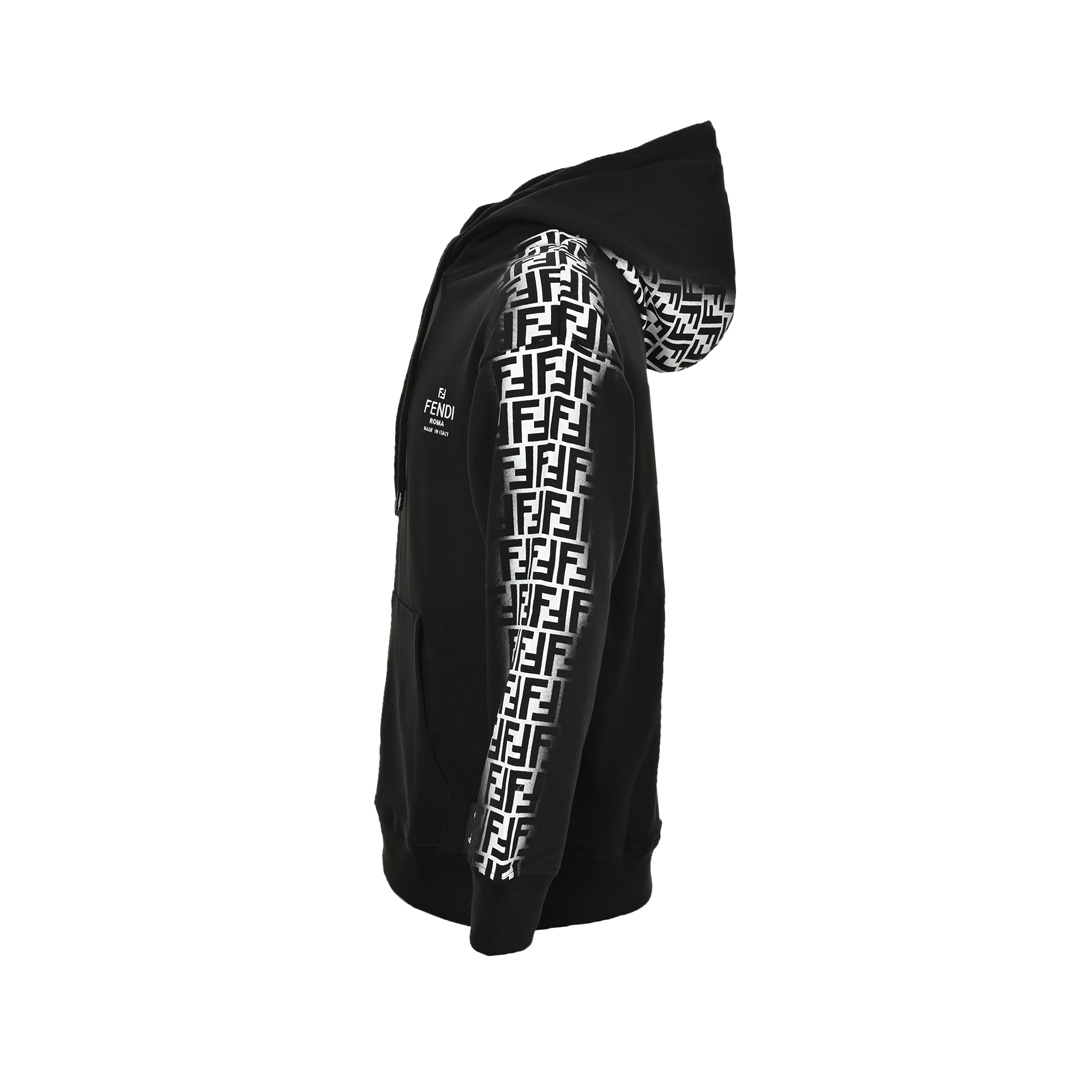 Fendi 24Fw hooded sweatshirt with embroidered letters on the chest and double F webbing on the side
