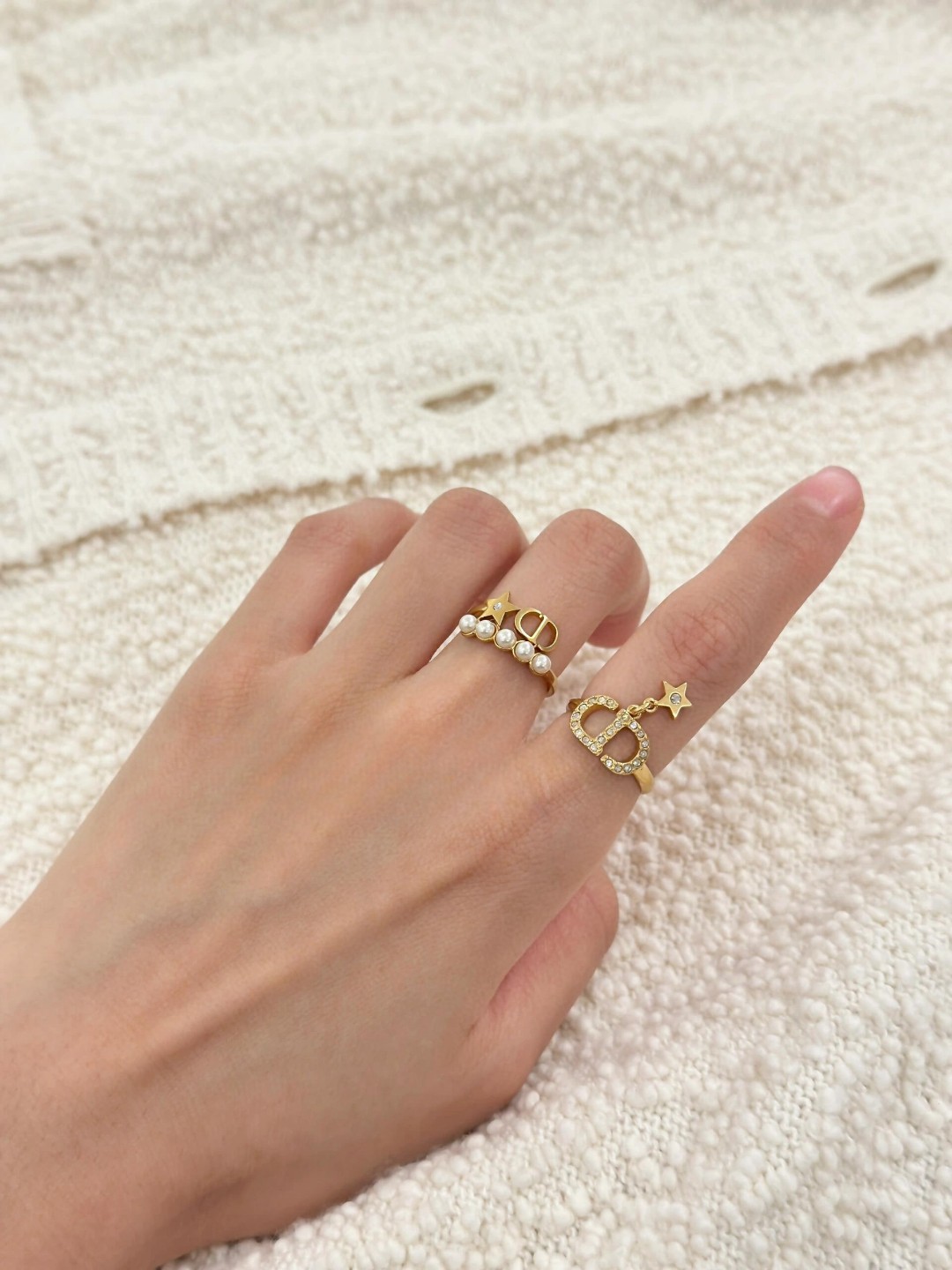 Dior Pentagram CD Pearl Ring