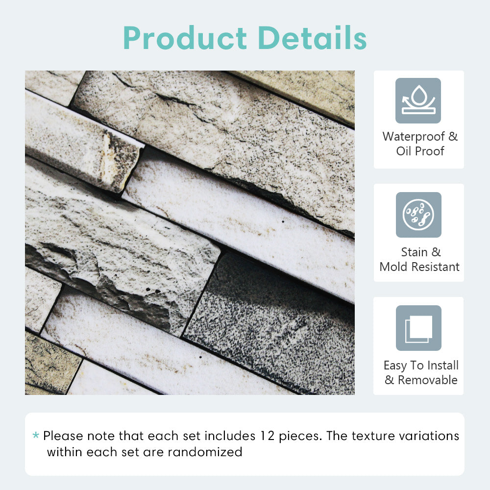 Yellow Brick Stone Peel and Stick Tile Stickers