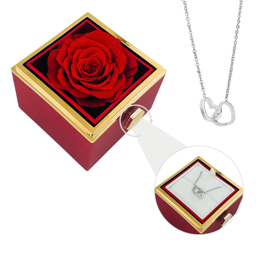 💥To Your Mom/Girlfriend/Daughte/Niece/Bestie - Love Hearts Necklace Customised With Rotatable Eternal Rose Box