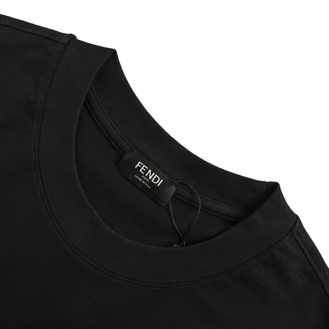 Fendi 24ss colorful letter embroidered short sleeve