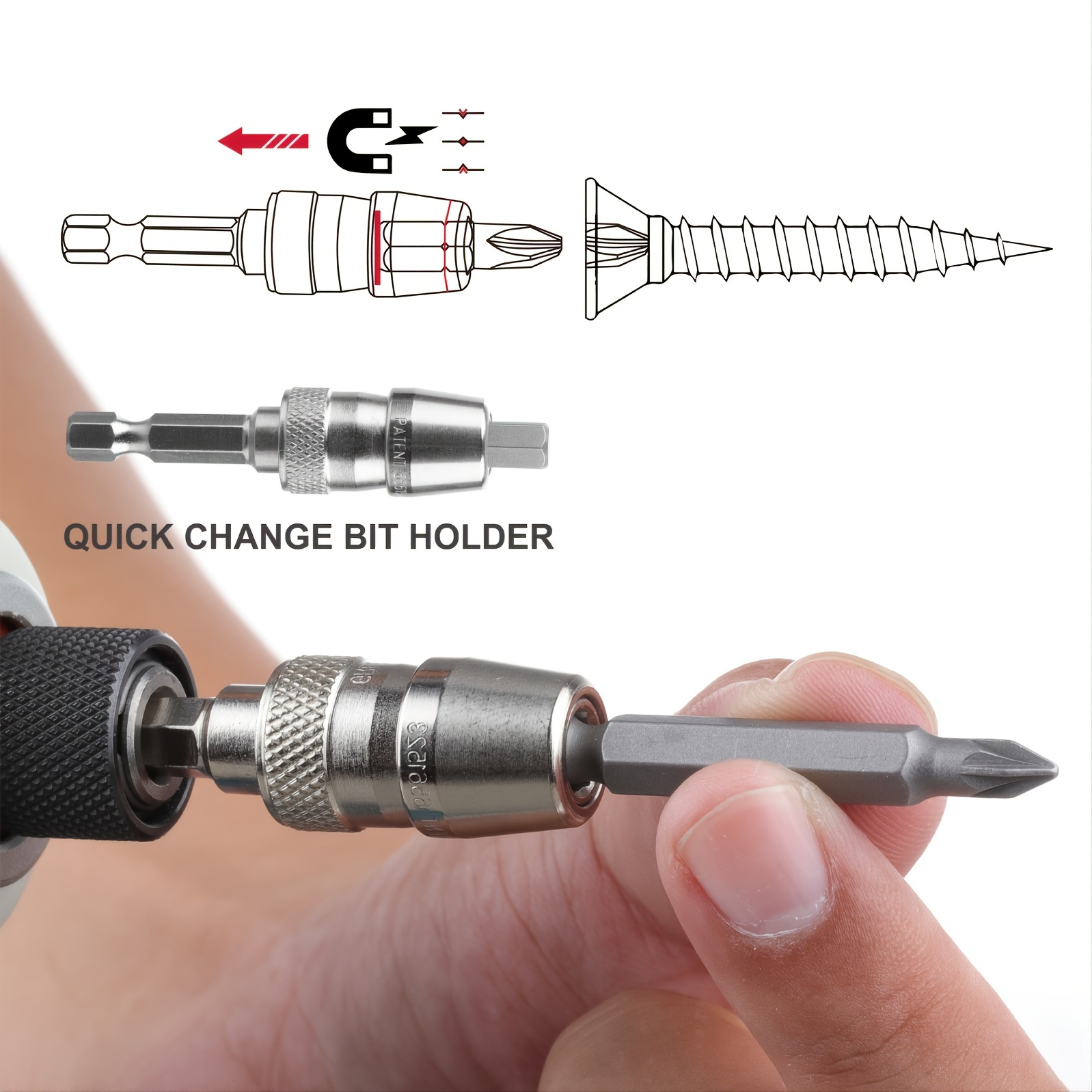 GEINXURN 59pcs Steel Screwdriver And Nut Driver Bit Set With Storage Case Impact Magnetic Screw Guides Quick Change Holder For Drill Driver