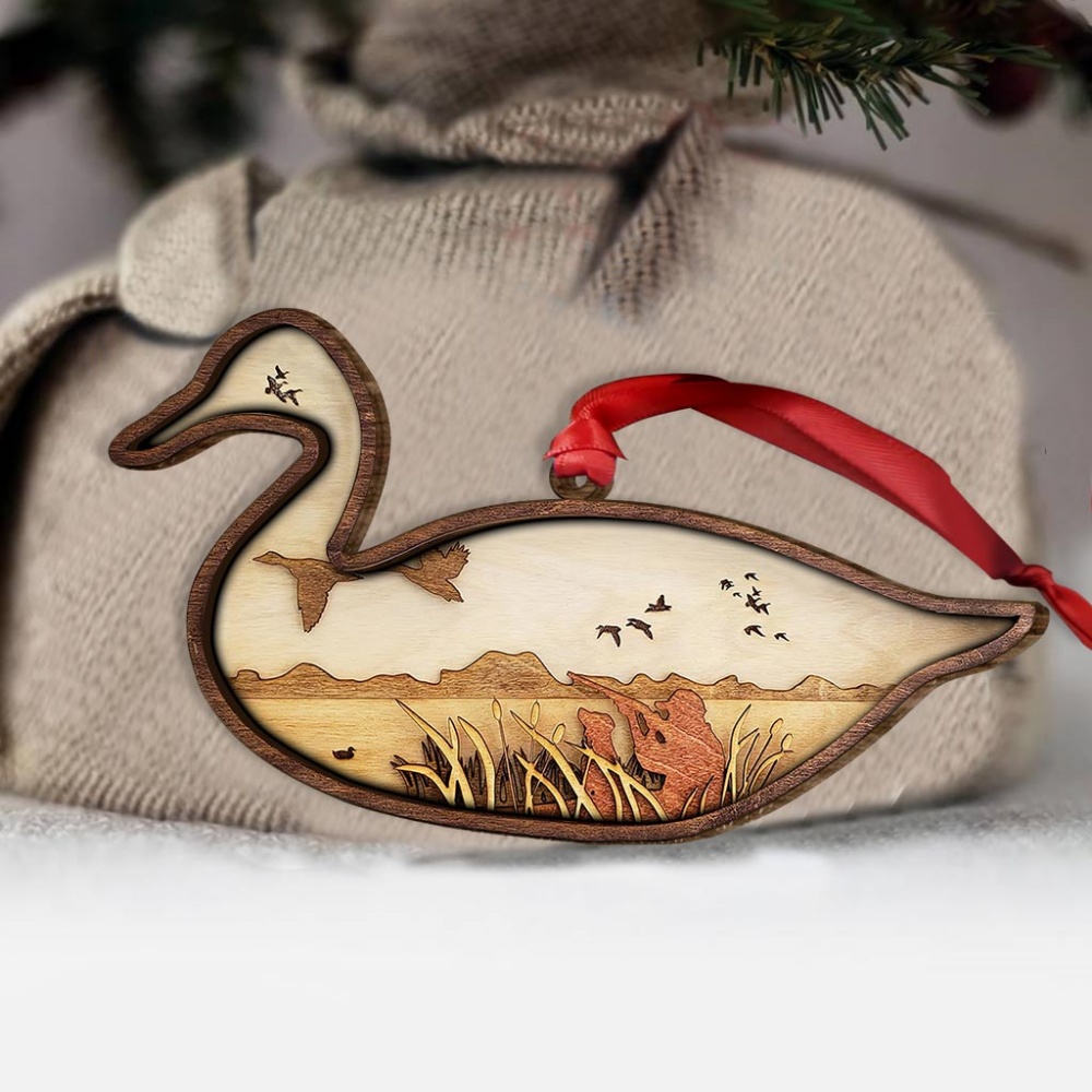 Hunting Christmas Wood Ornament