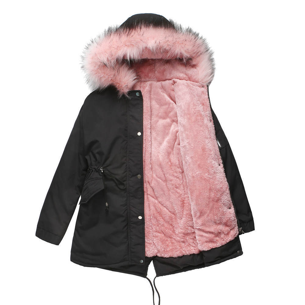 Mid-Length Hooded Parka Cotton-Padded Coat