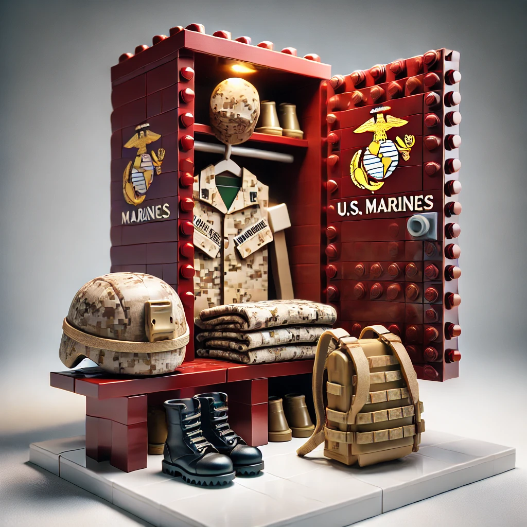 Military locker room style building blocks