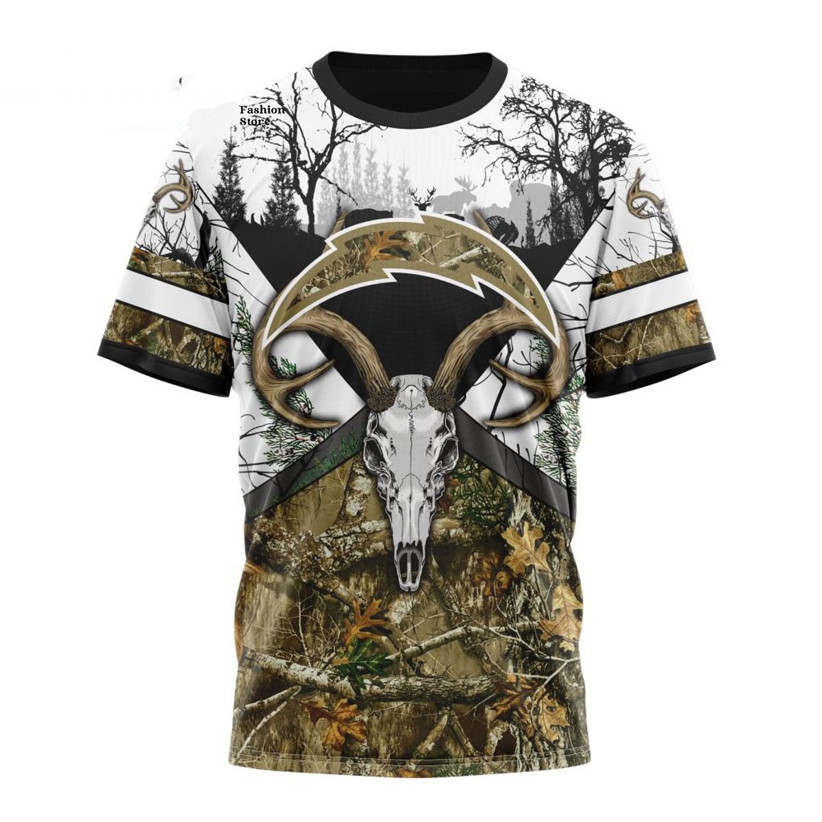 LOS ANGELES CHARGERS DEER SKULL AND FOREST 3D HOODIE