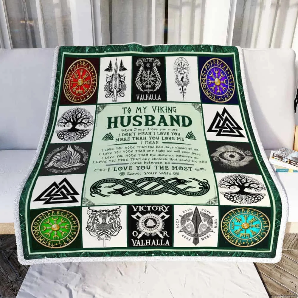 To My Viking Husband, I Love You The Most, Love Your Wife Sofa Throw Blanket