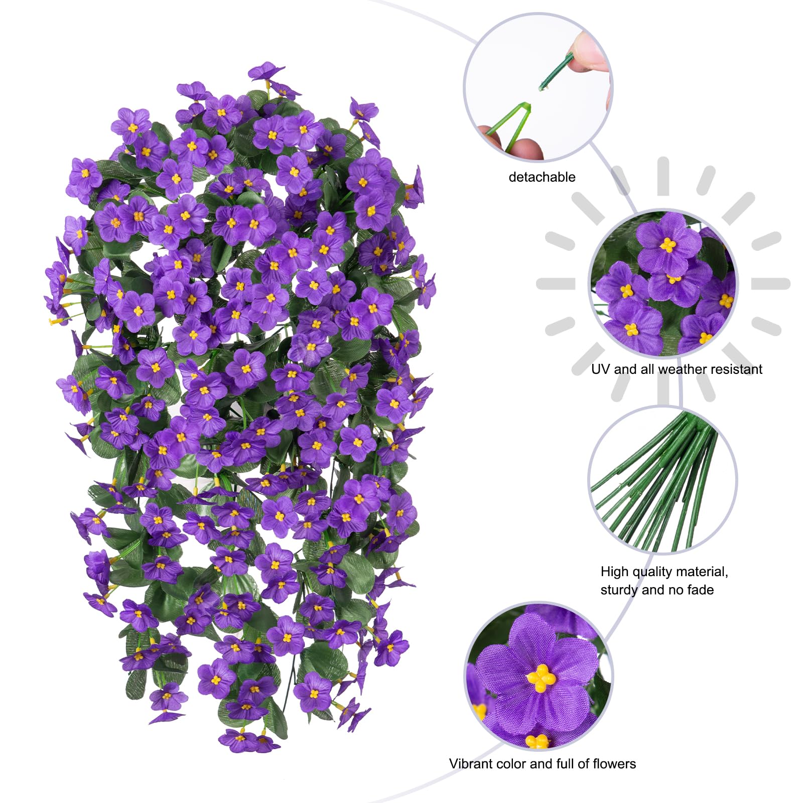 🔥Cozy Fall Decor Sale🔥Artificial Faux Silk UV-Resistant Realistic Violet Orchid Vine