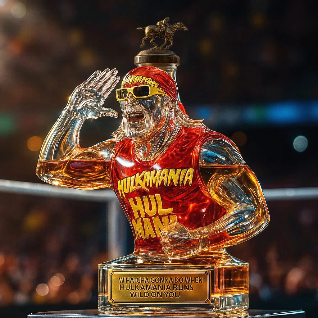 Hulk Hogan Hand to Ear Pose Whiskey Bottle