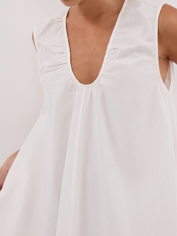 Women's White Cotton Mini Dress