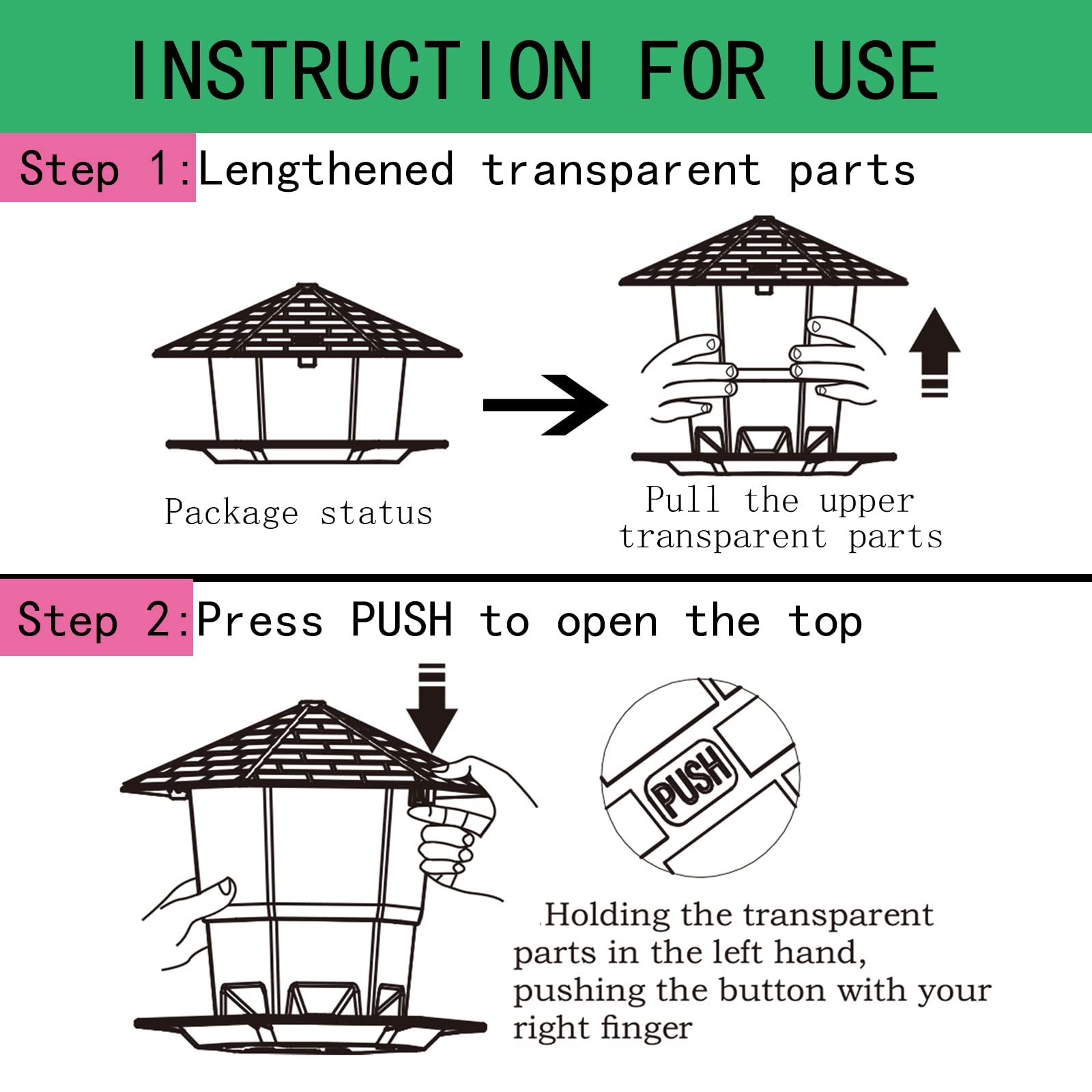 Waterproof Gazebo Retractable Bird Feeders for Outdoors Hanging
