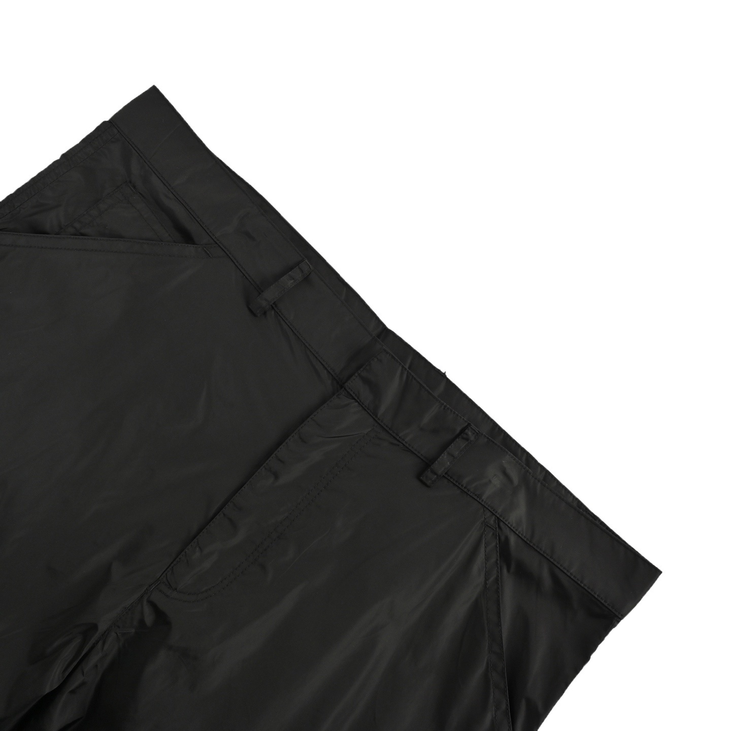 Prada 25Fw recycled nylon trousers with back flap pockets