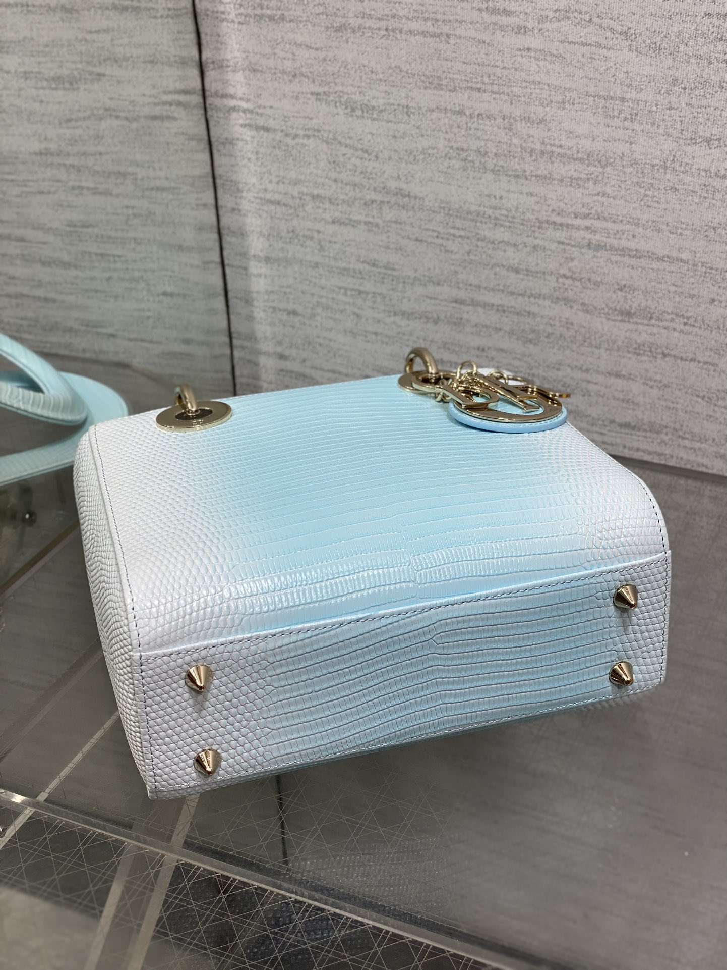 Dior Lady Dior four-grid rare lizard pattern handbag