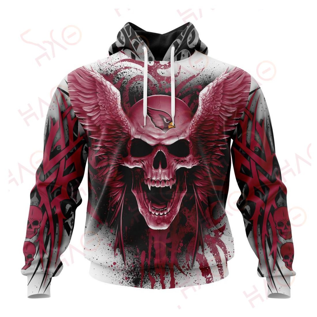 ARIZONA CARDINALS 3D HOODIE SKULL ART