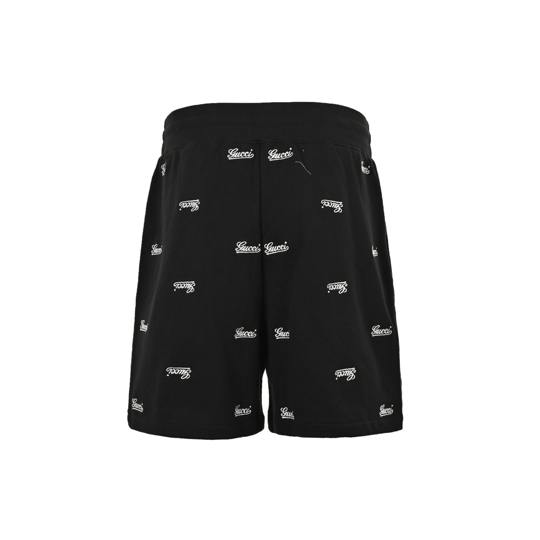 Gucci 24ss all over embroidered lettering logo shorts