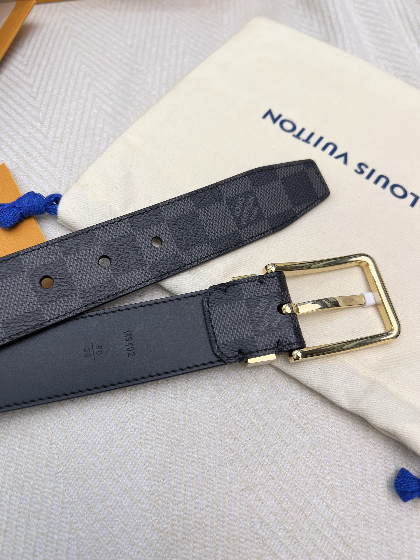 Louis Vuitton Plaid Monogram Double-Sided Men's Belt, 3.5cm Width