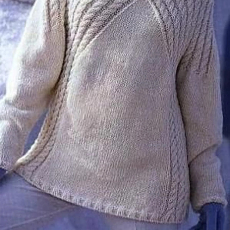 Women's Loose and Warm Thick Knitted Sweater with Thick Hemp Flowers