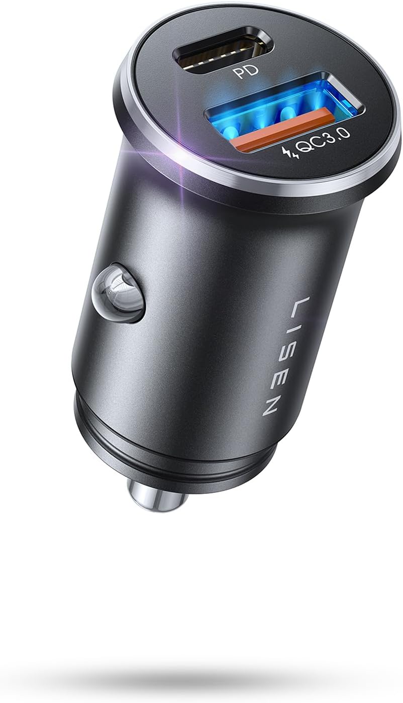 Car Charger USB C, 54W Super Fast Car Charger Adapter, LISEN All-Metal Cigarette Lighter Adapter, Dual Port PD 36W/12V USB C Car Charger Plug for iPhone 15 14 13 12 Pro Max, Samsung Galaxy, Pixel 7