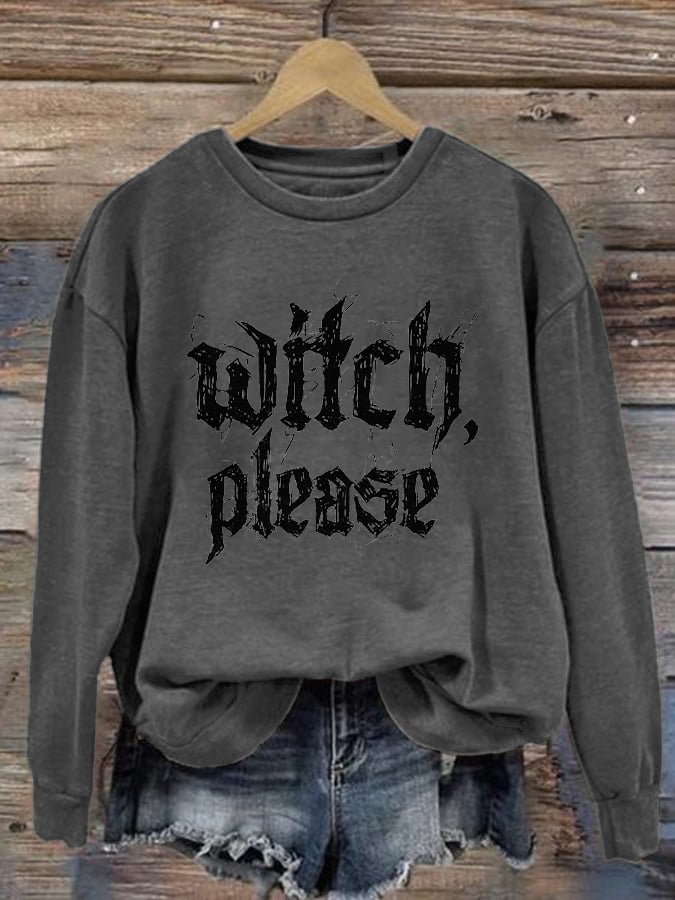 🔥Buy 3 Get 10% Off🔥Women'S Casual Halloween Witch Please Print Sweatshirt