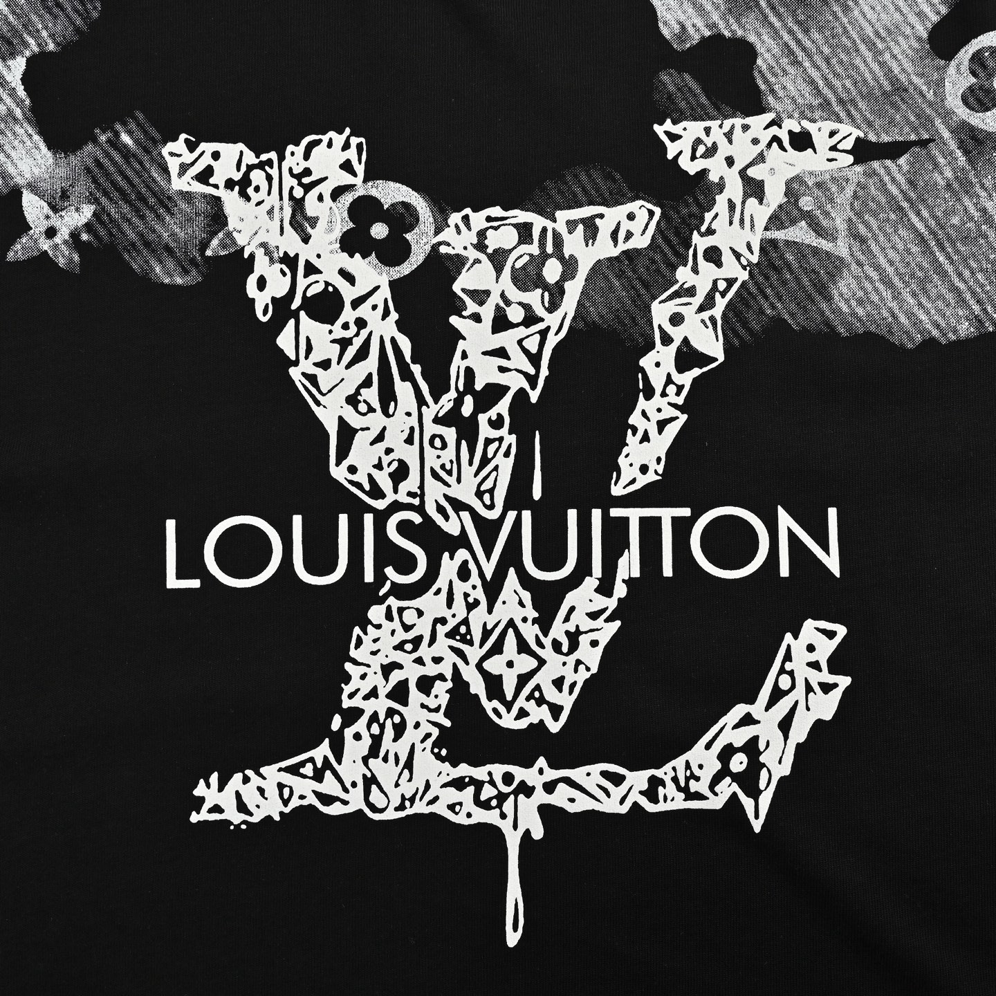 Louis Vuitton Ink Smudge Letter Printed Short Sleeves