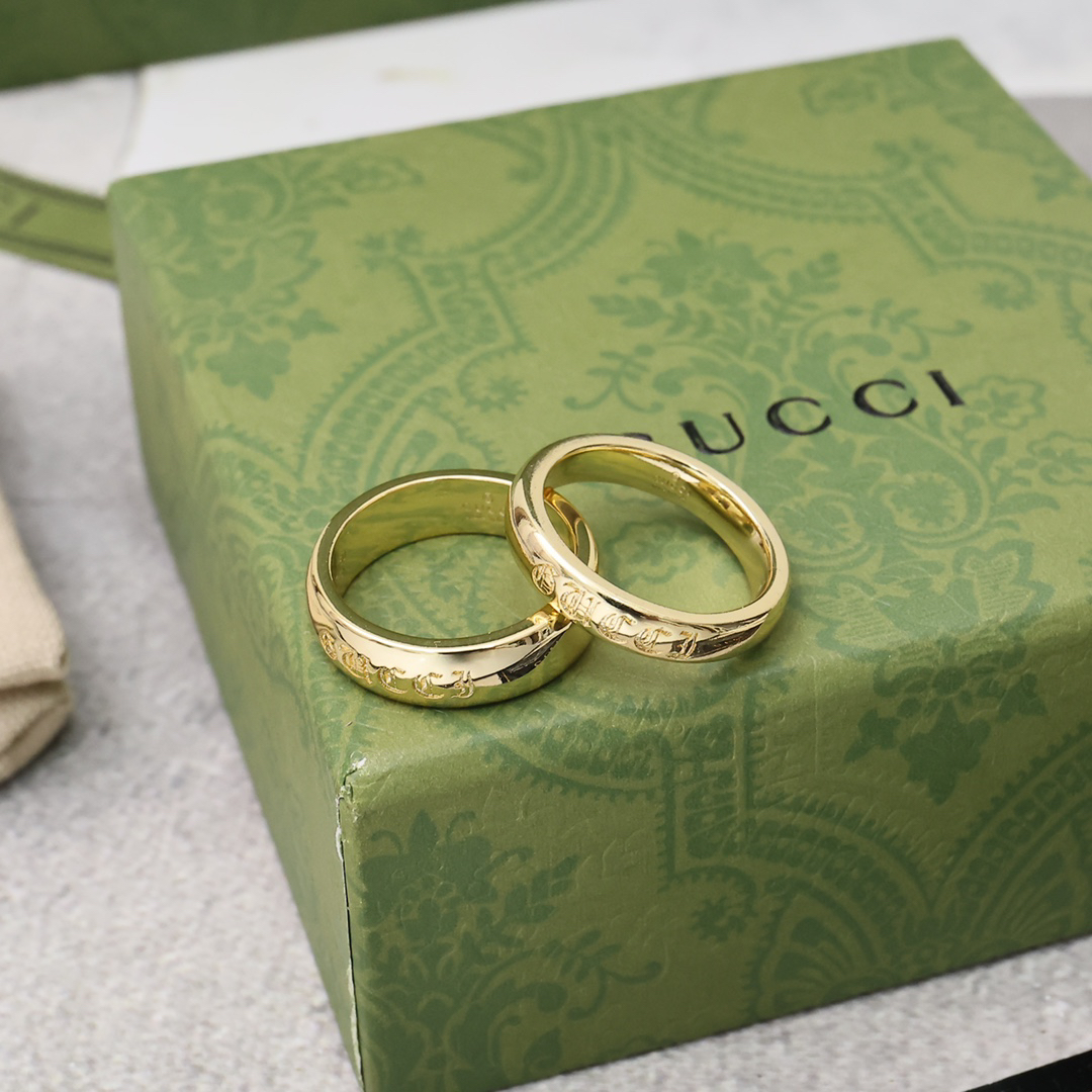 GUCCI printed gold ring