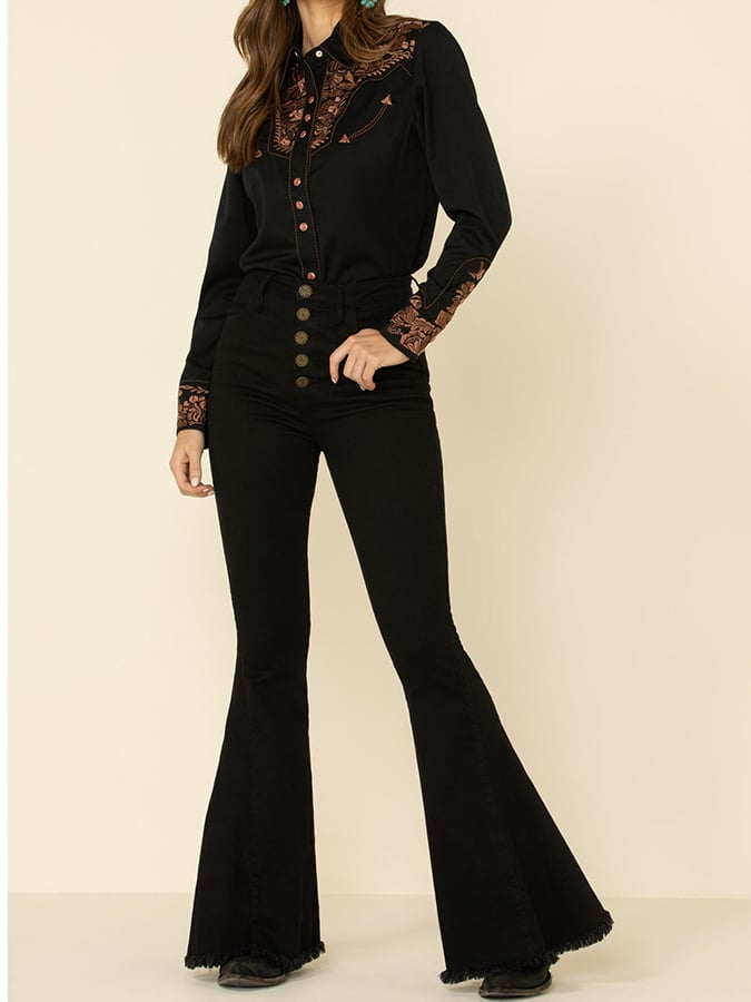 Women's Vintage Western Art Print Casual Shirt